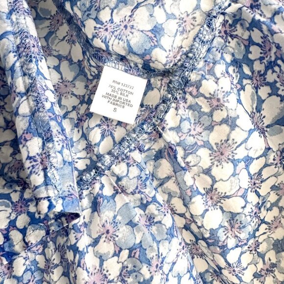 XIRENA Blue Floral Cotton Silk Blend High Low Midi Skirt Size S - Picture 8 of 8